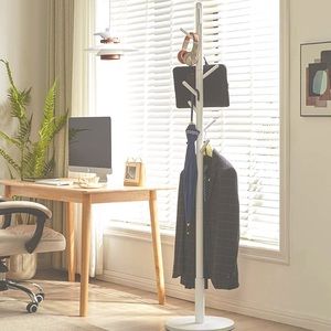 new standing white coat rack adjustable with pegs